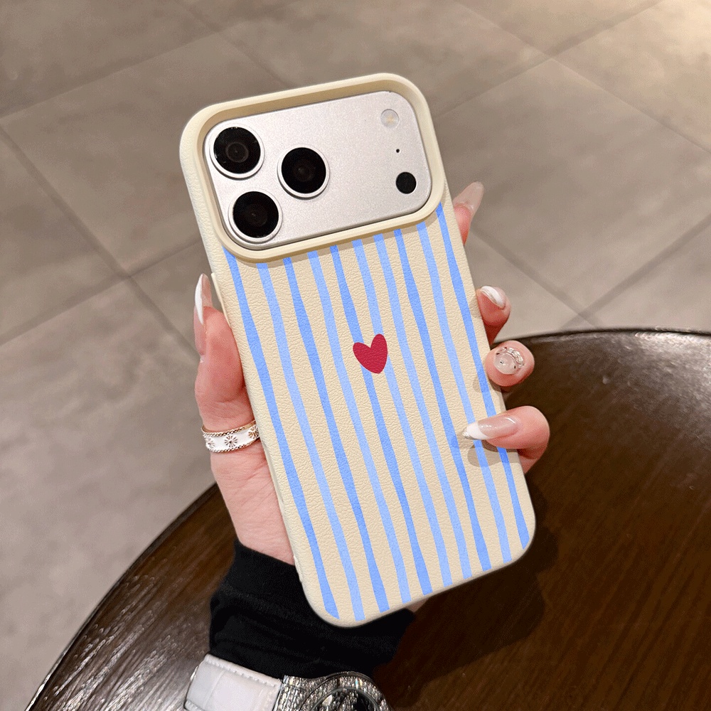 Phone Cases Rugged - 세로 줄무늬 하트 아이폰 케이스 (아이폰