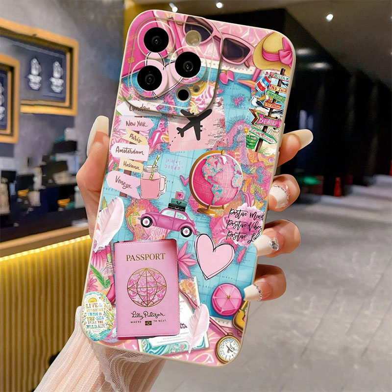 Phone Cases Rugged - 여행용 비행기 프린트 무광 방탄 폰