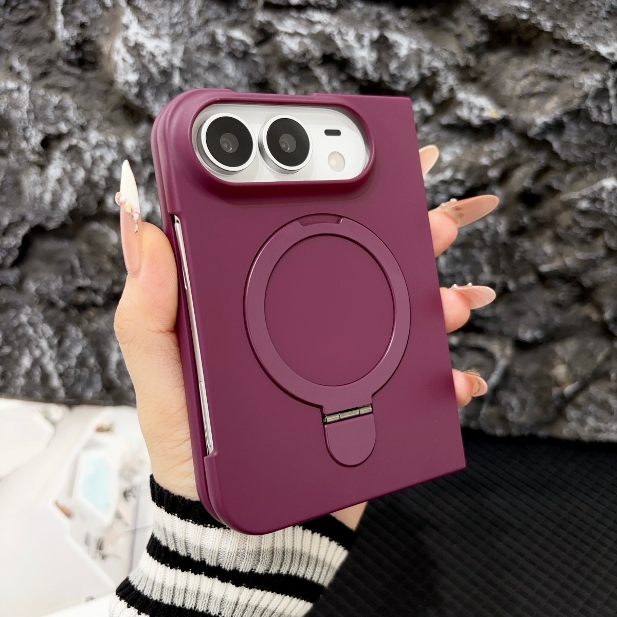 Ring Stand Case - 아이폰 듀오 18용 PC 스킨 질감