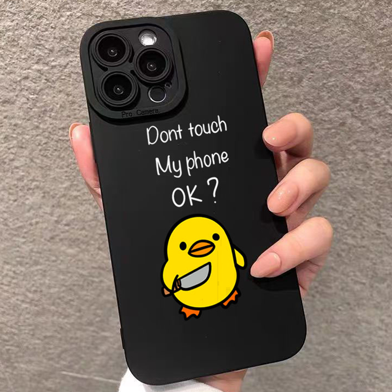 Phone Cases Rugged - 귀여운 미니멀리스트 만화 오리 실리콘 폰
