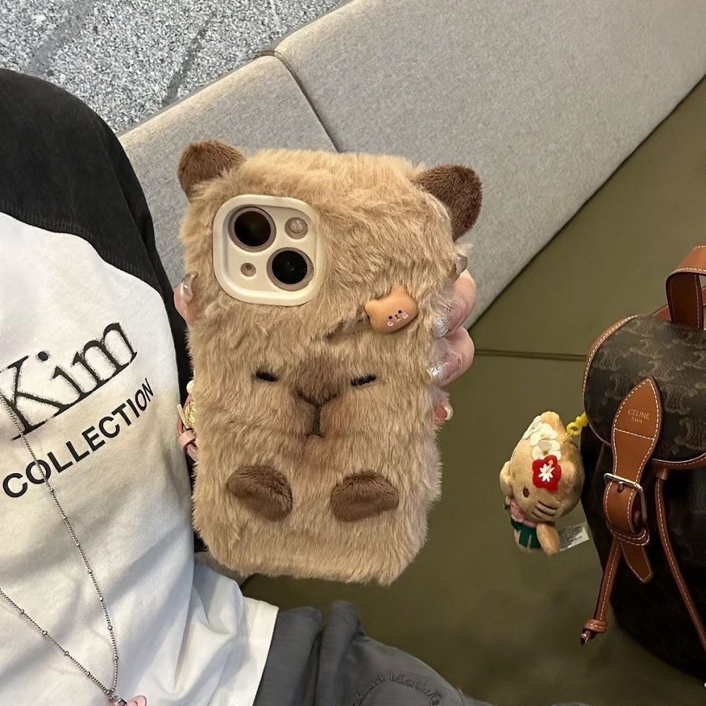 Phone Cases 13 - 럭셔리 카피바라 플러피 퍼 폰 케이스