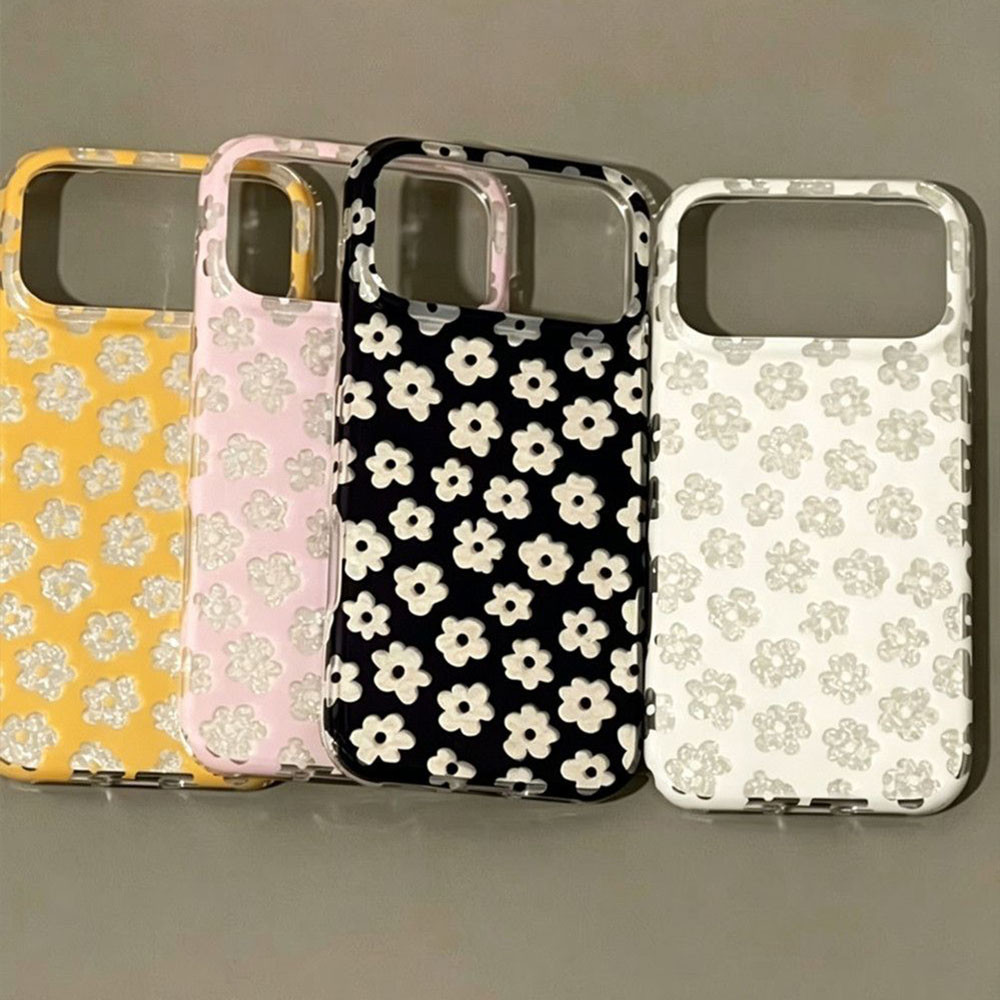 Phone Cases Trending - 빈티지 트렌디 블랙 화이트 플라워 프린트