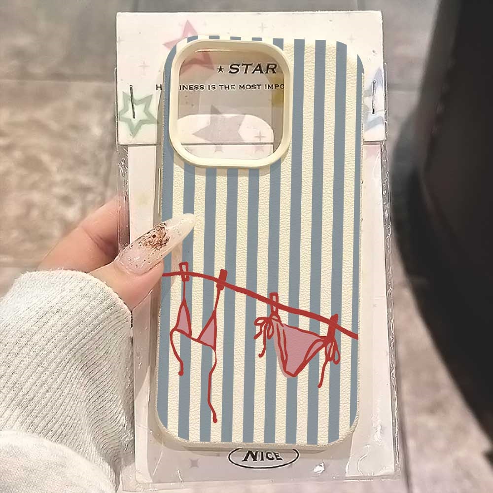 Phone Cases Rugged - 블루 화이트 스트라이프 비키니 디자인 아이폰