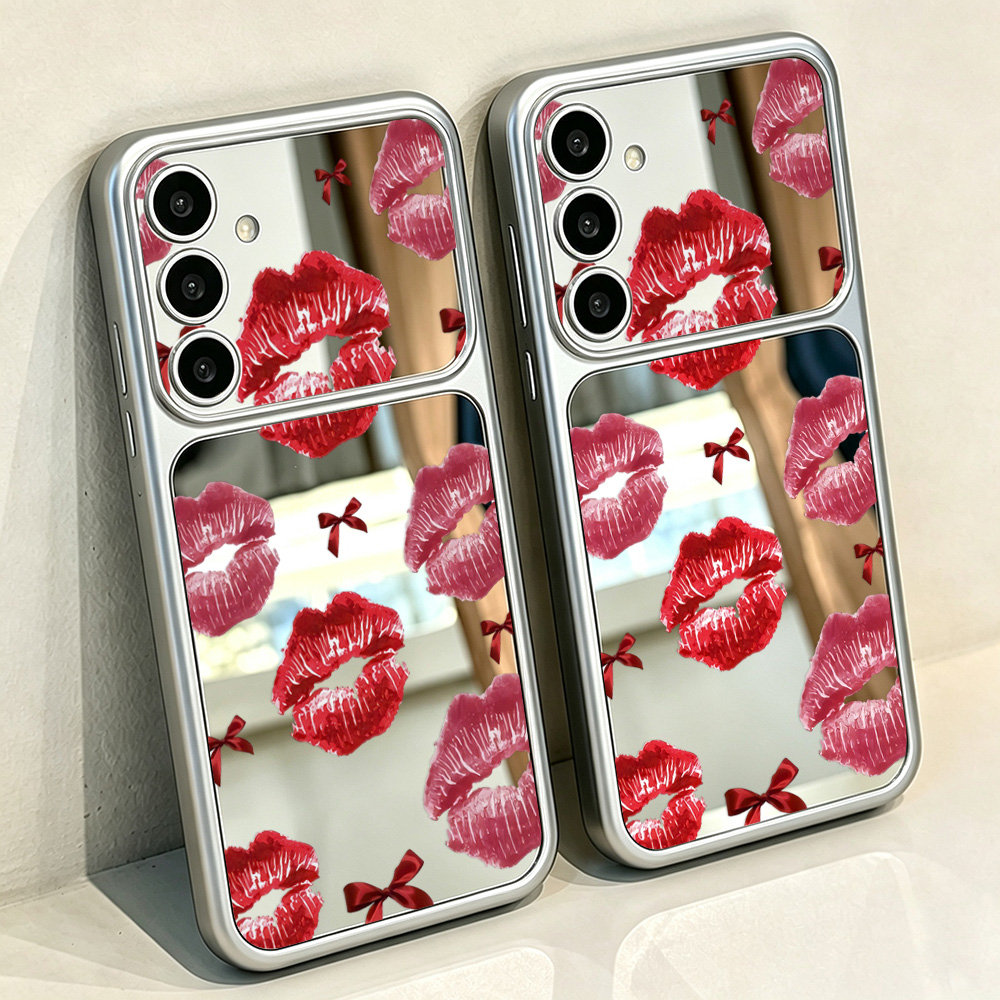 Phone Cases Samsung S25 Fe - 사랑스러운 빨간 입술 패턴이 들어간 거울형