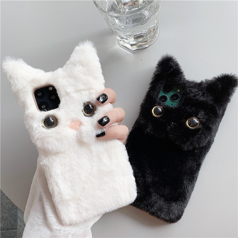 3D 귀여운 만화 고양이 털 플러시 폰 케이스 아이폰  - Phone Cases 13 리뷰 및 가격