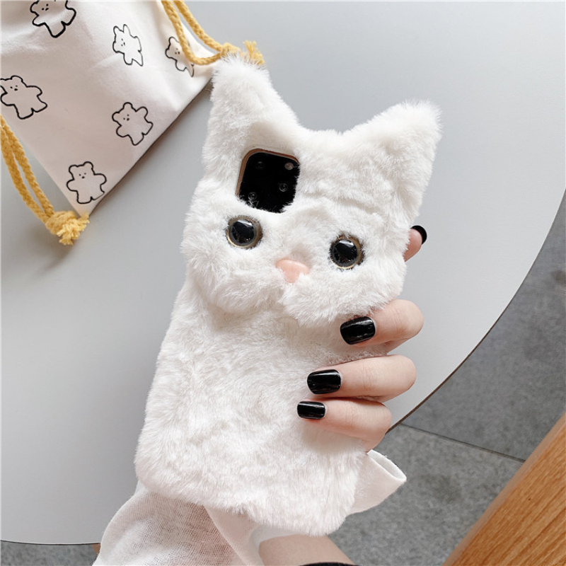 3D 귀여운 만화 고양이 털 플러시 폰 케이스 아이폰  - Phone Cases 13 리뷰 및 가격