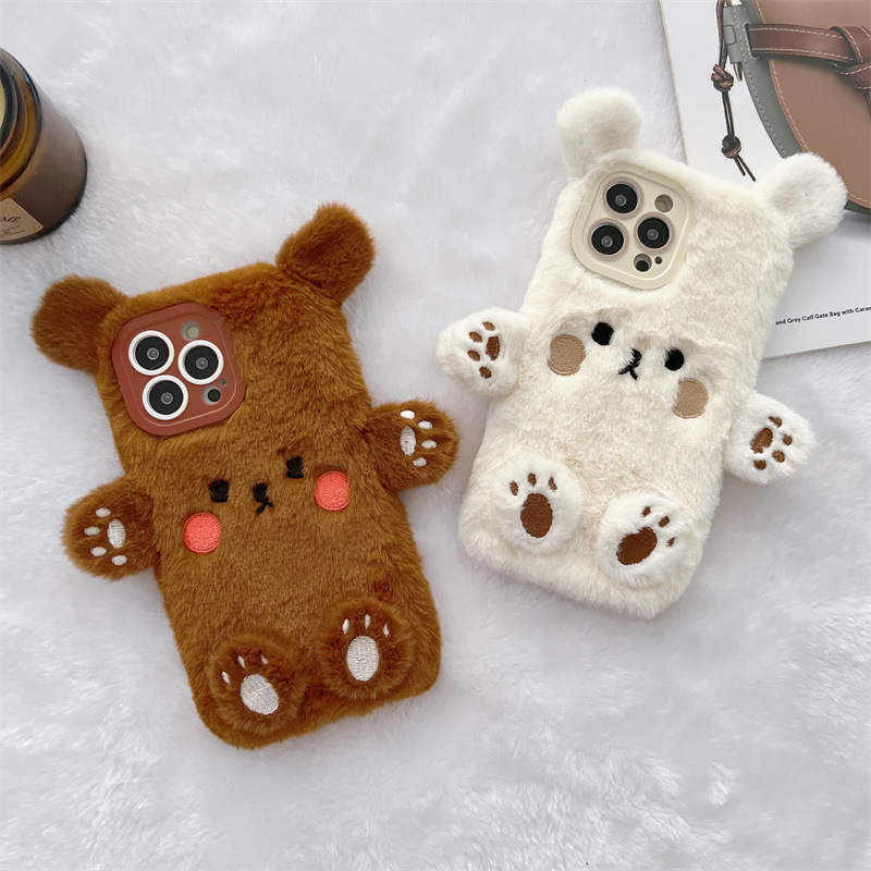 한국 3D 만화 곰돌이 푹신한 봉제 커플 폰 케이스 아 - Phone Cases 13 리뷰 및 가격