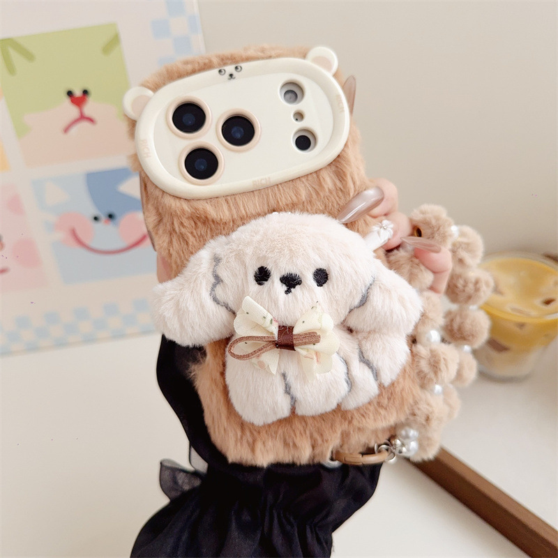 3D 만화 리본 강아지 따뜻하고 폭신한 플러시 폰 케이 - Phone Cases 13 리뷰 및 가격