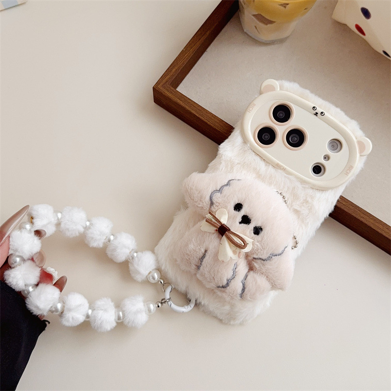 3D 만화 리본 강아지 따뜻하고 폭신한 플러시 폰 케이 - Phone Cases 13 리뷰 및 가격
