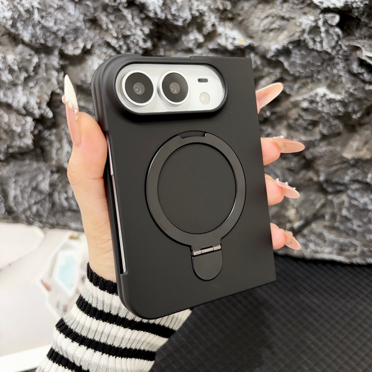 아이폰 듀오 18용 PC 스킨 질감 링 홀더, MagS - Ring Stand Case 리뷰 및 가격
