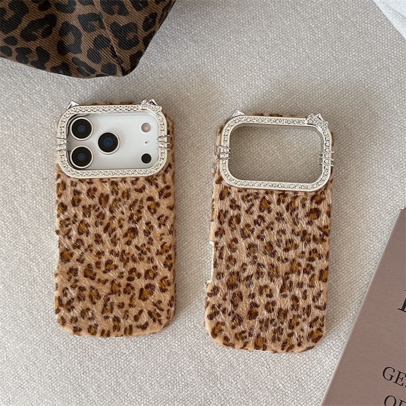 럭셔리 다이아몬드 장식 레오파드 프린트 플러시 폰케이스 - Phone Cases 13 리뷰 및 가격