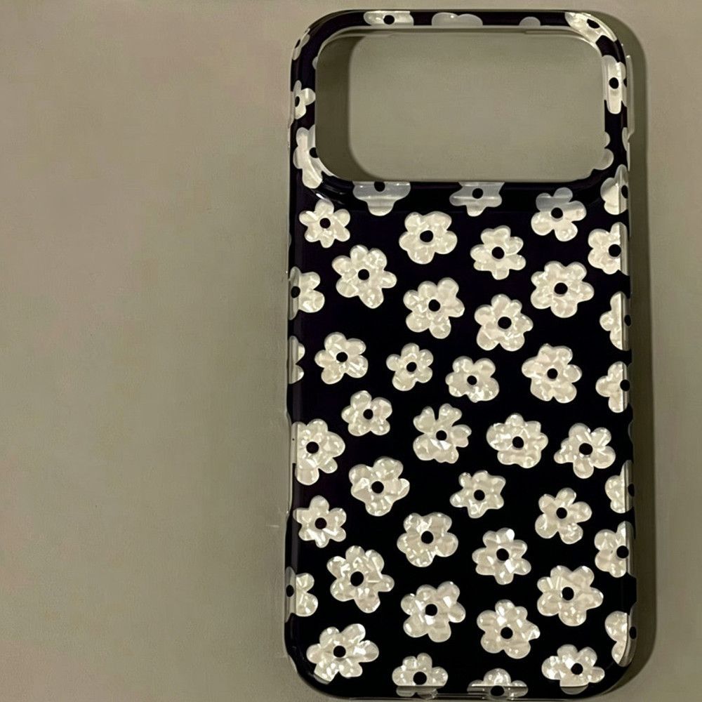 빈티지 트렌디 블랙 화이트 플라워 프린트 아이폰 케이스 - Phone Cases Trending 리뷰 및 가격