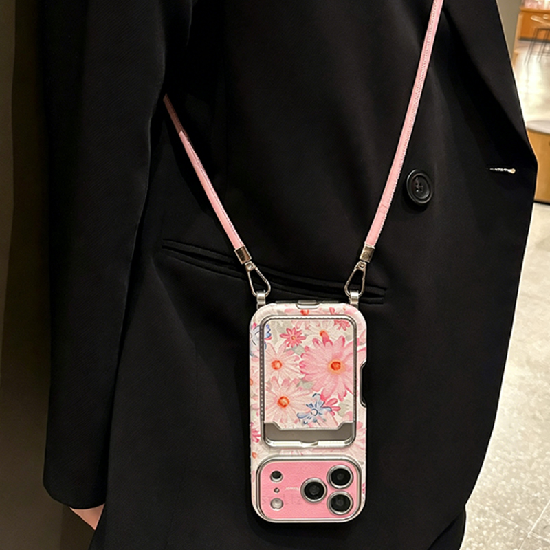 핑크 플로럴 인조가죽 질감 카드 수납 폰케이스 (크로스 - Phone Cases That Hold Cards 리뷰 및 가격