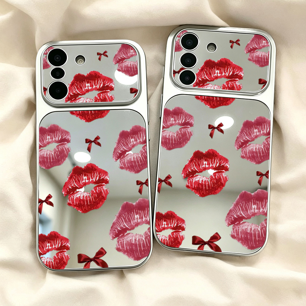 사랑스러운 빨간 입술 패턴이 들어간 거울형 휴대폰 케이 - Phone Cases Samsung S25 Fe 리뷰 및 가격