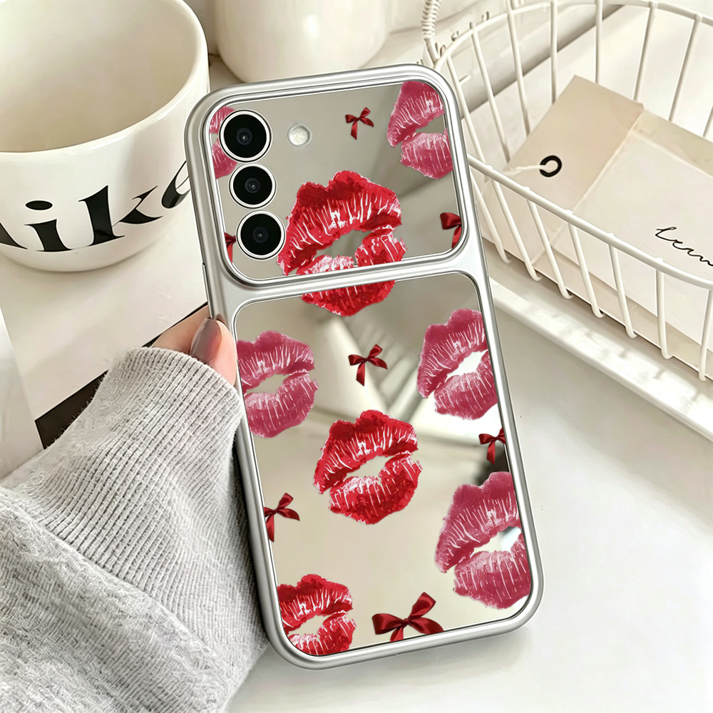 사랑스러운 빨간 입술 패턴이 들어간 거울형 휴대폰 케이 - Phone Cases Samsung S25 Fe 리뷰 및 가격
