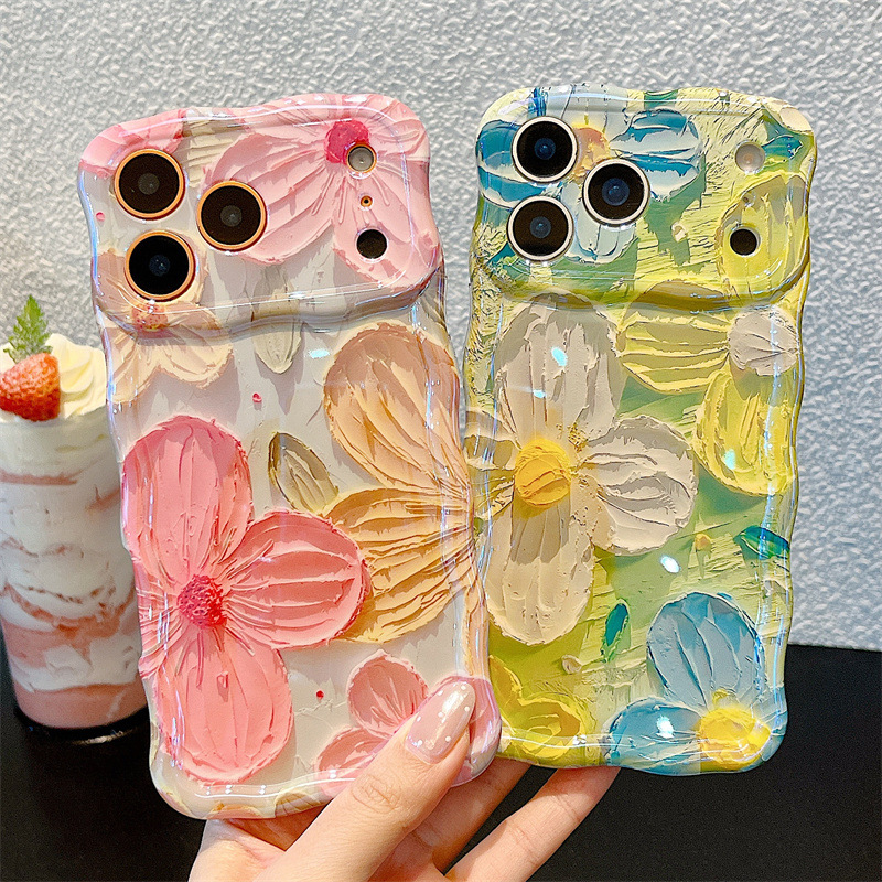 패션 유화 꽃무늬 웨이브 폰 케이스 (아이폰 17 에어 - Phone Cases Trending 리뷰 및 가격