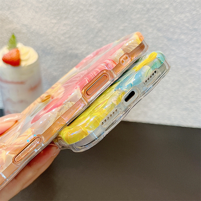 패션 유화 꽃무늬 웨이브 폰 케이스 (아이폰 17 에어 - Phone Cases Trending 리뷰 및 가격